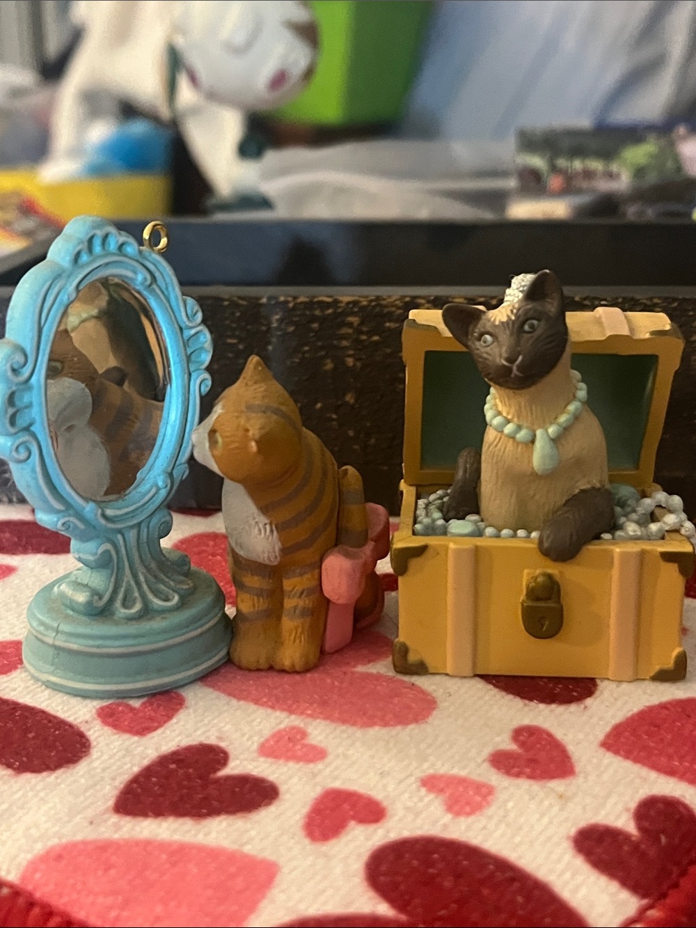 Vintage 1980s Avon “Dress Up Cats” Christmas ornaments